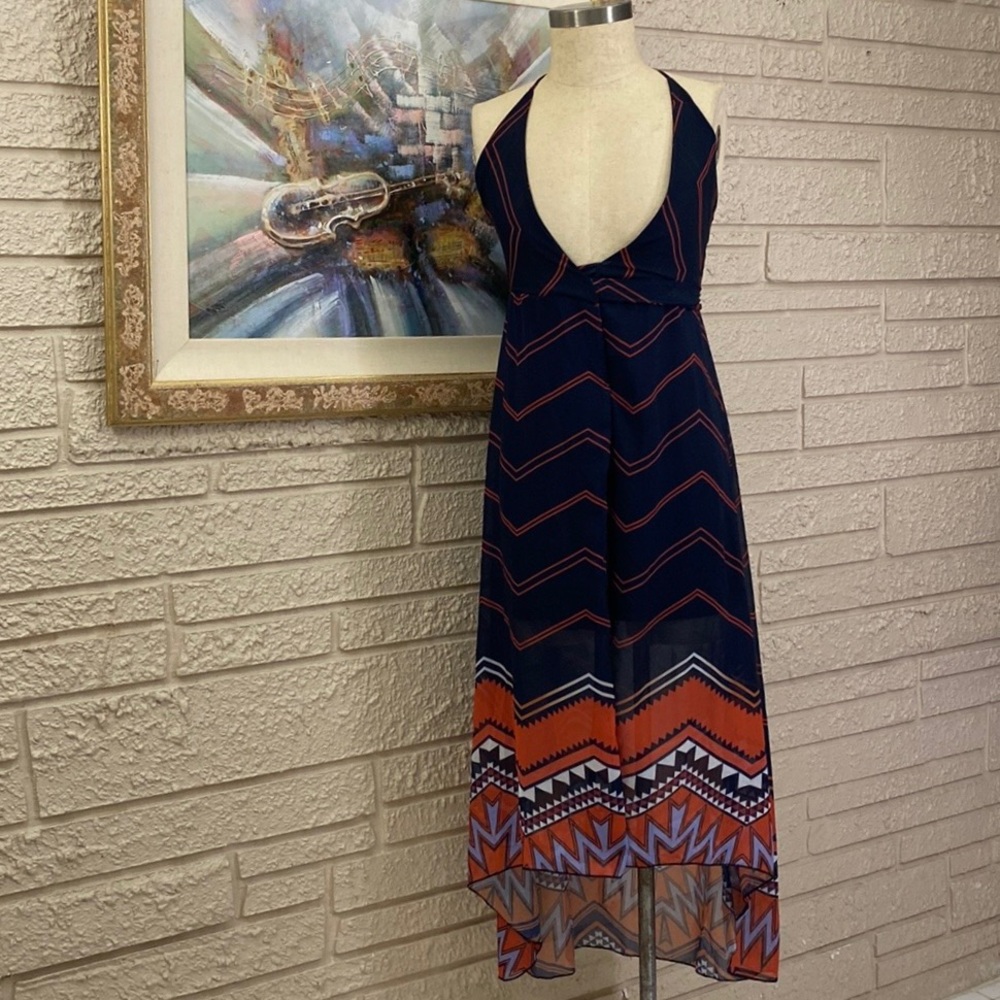 🌹No Tags Tribal Border Print Hi Low Wrap Dress